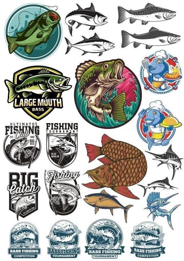 Balık Balıkçı Sticker Set 17 Parça Telefon, Tablet, Defter, Laptop Sticker - Image 1