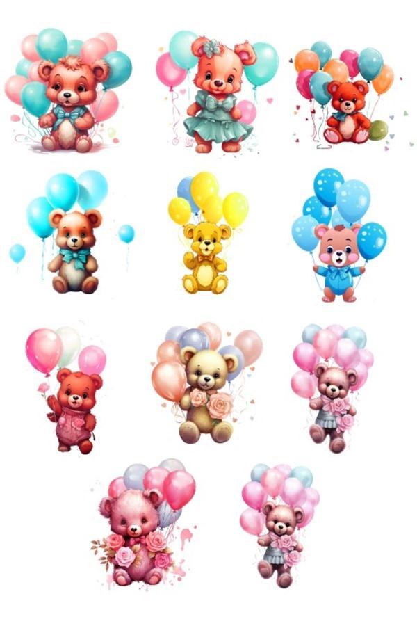 Balon ve Ayıcık Sticker Set - Image 1