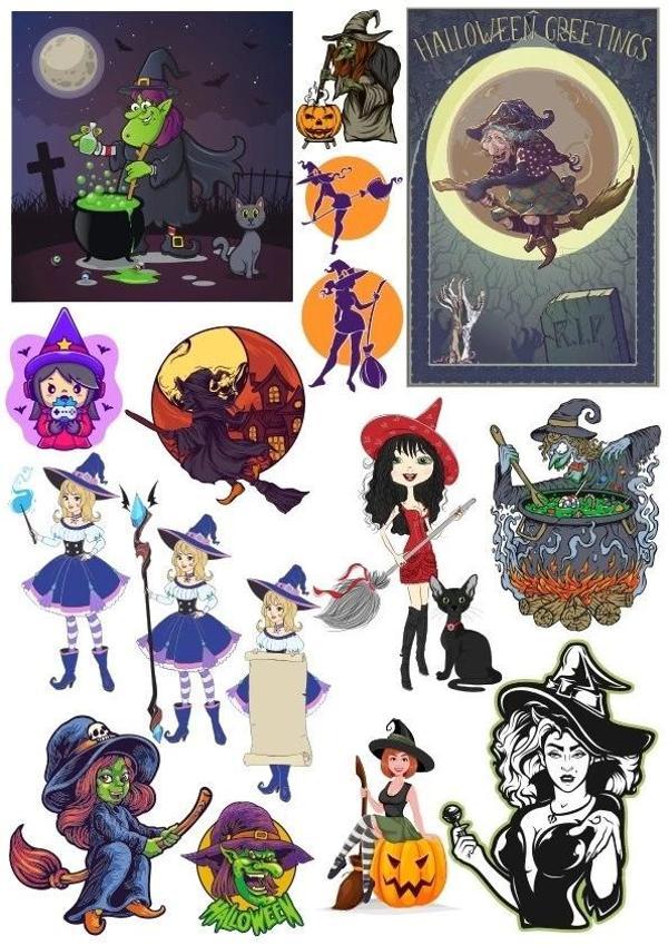 Cadı Sticker Set 9 20 Parça Telefon, Tablet, Defter, Laptop Sticker - Image 1