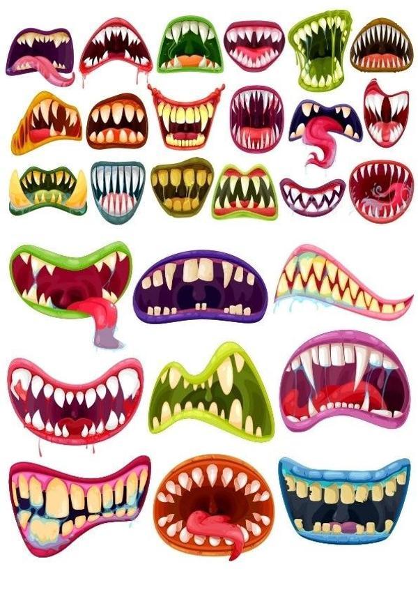 Canavar Ağzı Sticker Set 26 Parça Telefon, Tablet, Defter, Laptop Sticker - Image 1