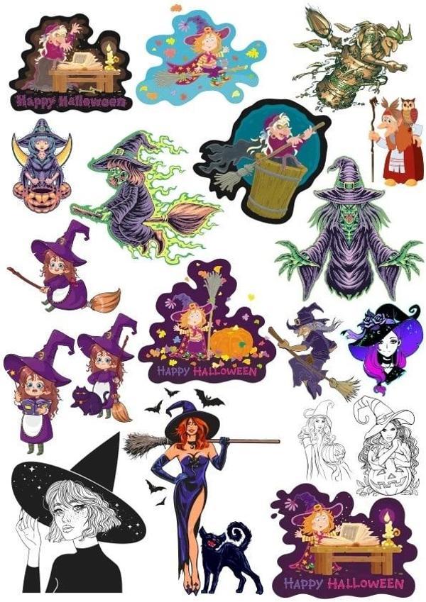 Cadı Sticker Set 6 20 Parça Telefon, Tablet, Defter, Laptop Sticker - Image 1