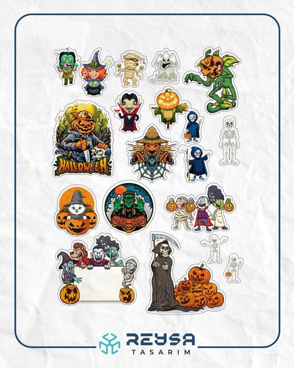 Hallowen Sticker Set 6 24 Parça Telefon, Tablet, Defter, Laptop Sticker - Image 1