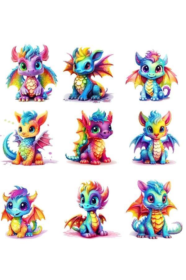 Renkli Ejderhalar Sticker Set - Image 1
