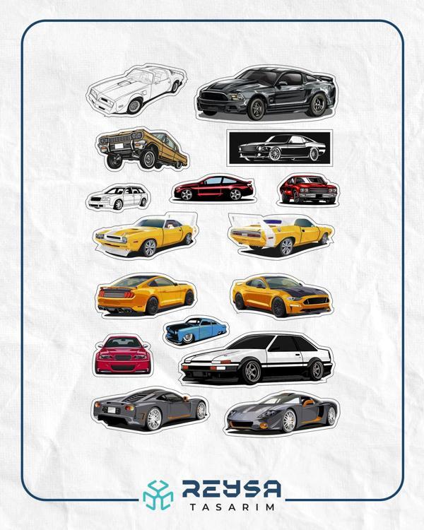 Hızlı Arabalar Sticker Set - Image 1
