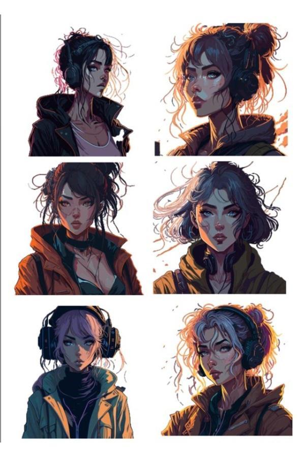 Kulaklıklı Kız Sticker Set 12 - Image 1