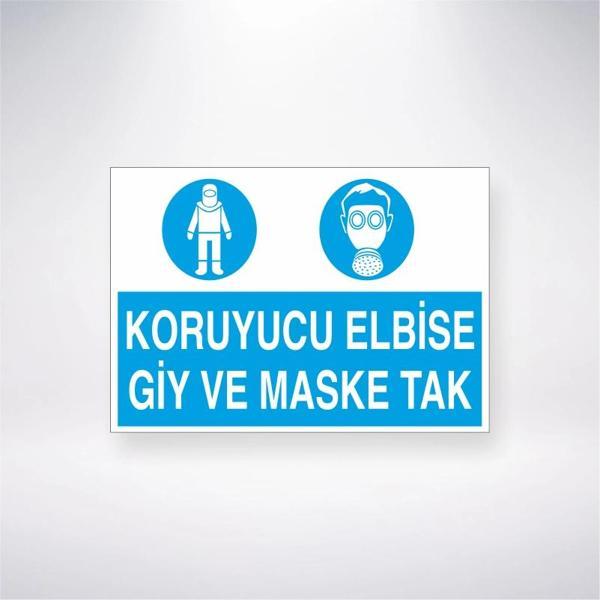 Koruyucu Elbise Giy ve Maske Tak Sticker 20X28 Cm - Image 1