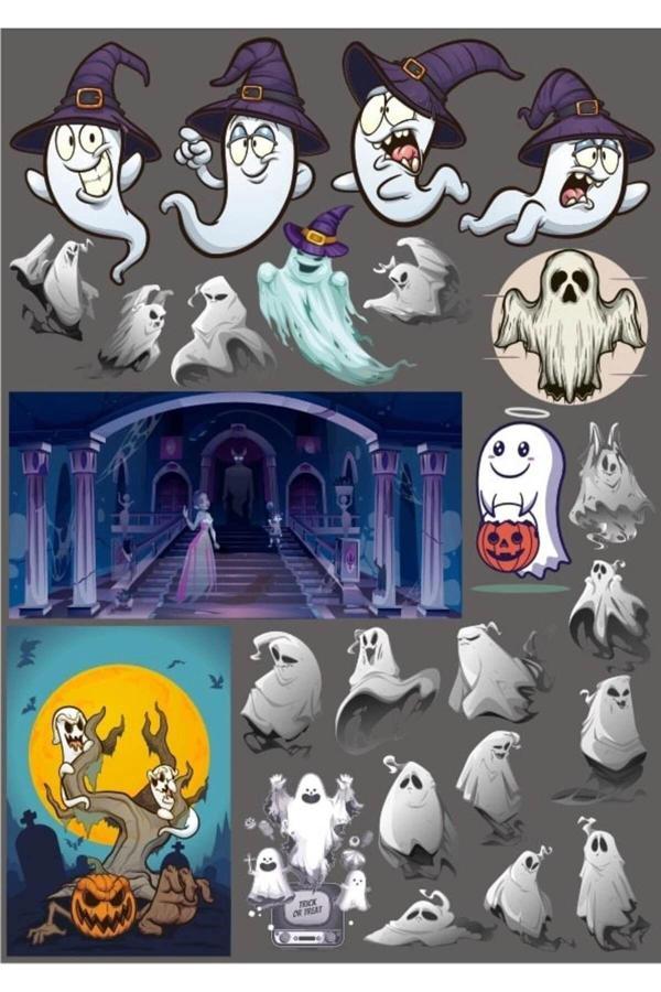 Sevimli Hayalet Sticker Set 28 Parça Telefon, Tablet, Defter, Laptop Sticker - Image 1