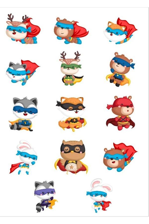 Süper Kahraman Hayvanlar Sticker Set - Image 1