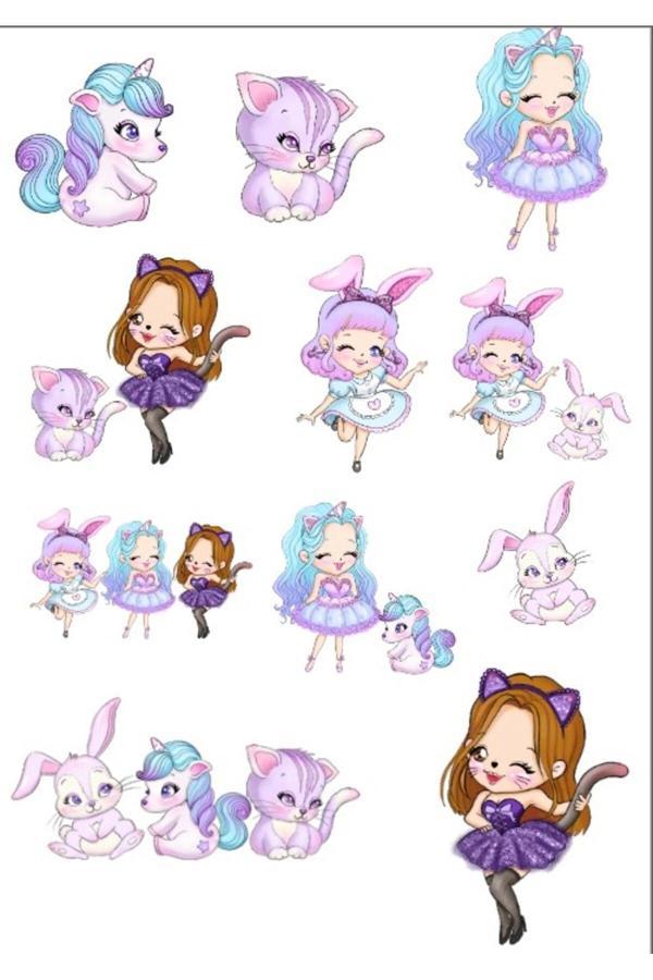 Unicornlar ve Tavşanlar Sticker Set - Image 1