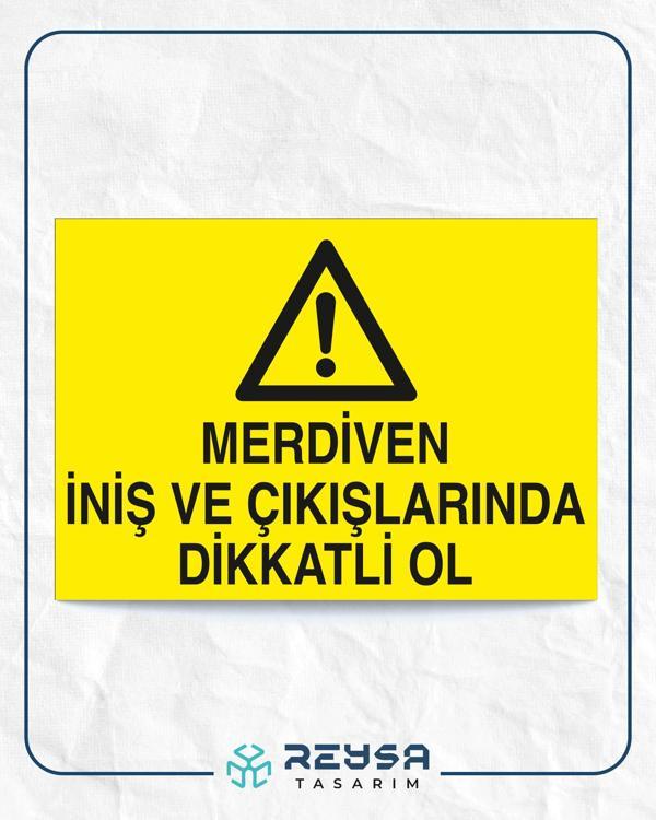 Merdiven İniş ve Çıkışlarında Dikkatli Ol Sticker 20X28 Cm - Image 1