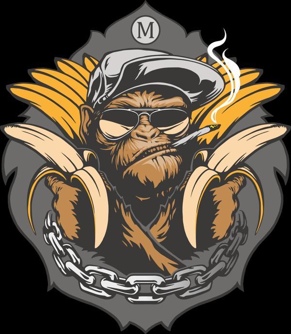 Muz ve Maymun Sticker 10x10 cmRenkli Sticker - Image 1