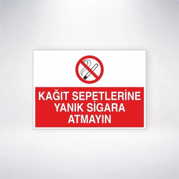 Kağıt Sepetlerine Yanık Sigara Atmayın Sticker 20X28 Cm - Image 1