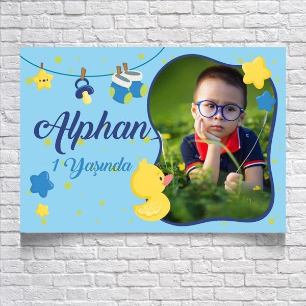 Mavi Bebek Temalı Doğum Günü Afişi 70X100 cm - Image 1