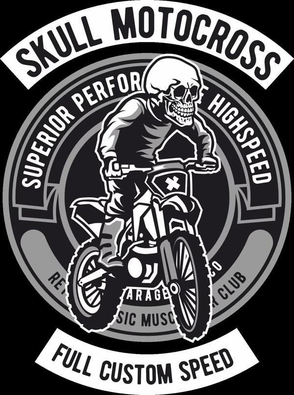 Skull Motocross Sticker 10x10 cmRenkli Sticker - Image 1