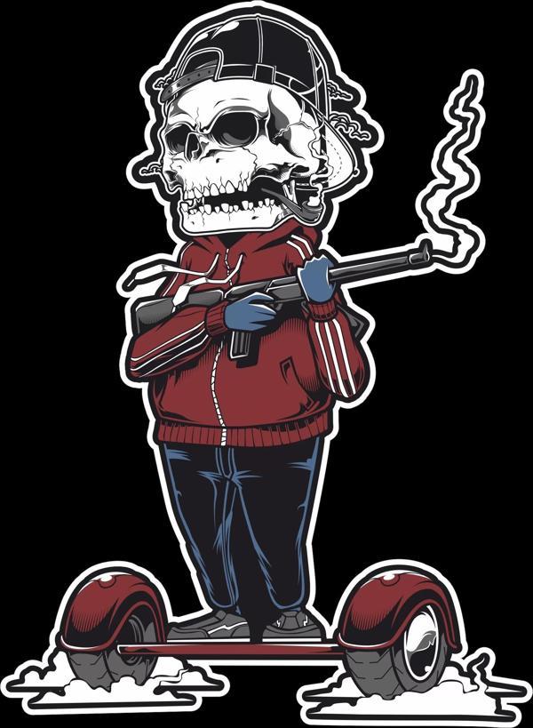 Silahlı Kurukafa Sticker 10x10 cmRenkli Sticker - Image 1