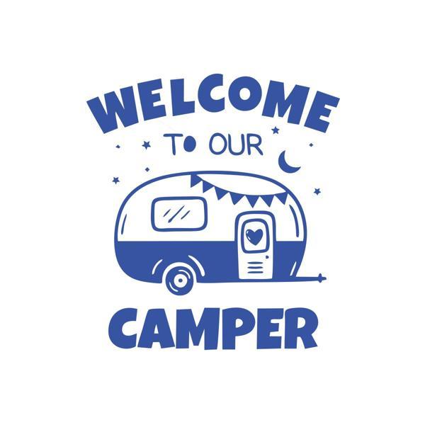 Welcome To Our Camper Sticker 17x17 Cm Mavi - Image 1
