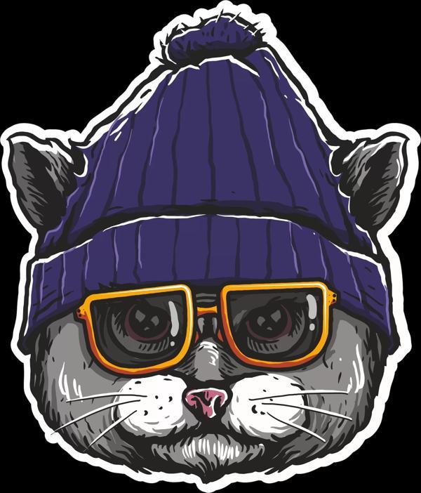 Bereli Kedi Sticker 10x10 cmRenkli Sticker - Image 1