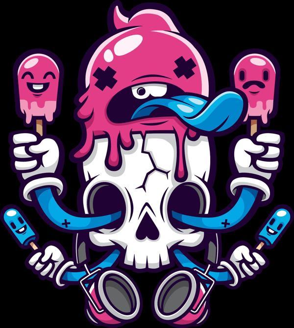 Dondurma Yalayan İskelet Stişcker 10x10 cmRenkli Sticker - Image 1