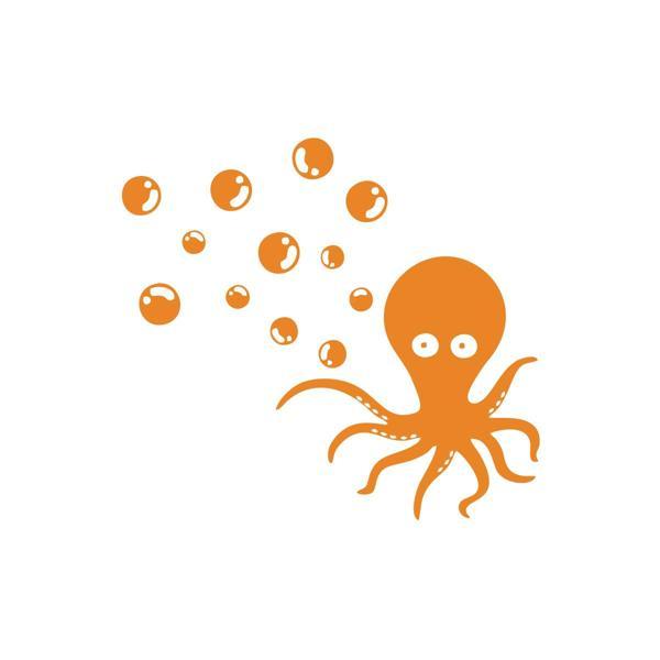 Kabarcıklar ve Ahtopot Araba Sticker 17x17 Cm Turuncu - Image 1