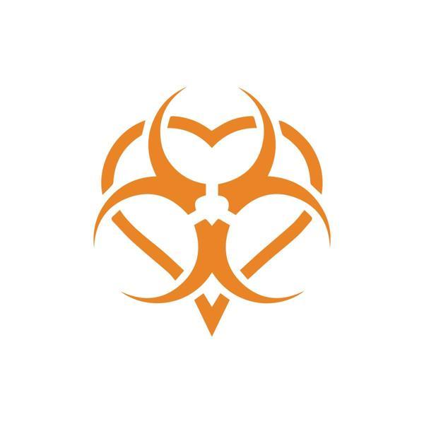 Biyo-Tehlike Sembolü Sticker 17x17 Cm Turuncu - Image 1