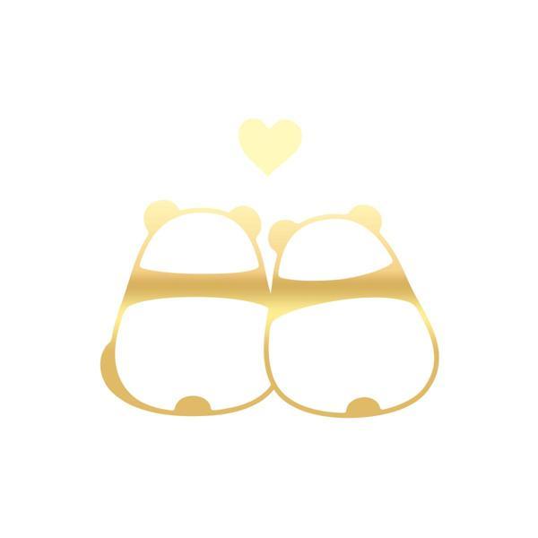 Panda Çifti Araba Sticker 17x17 Cm Gold - Image 1