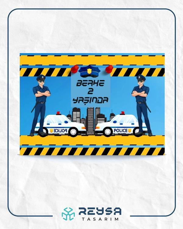 Polis Temalı Doğum Günü Afişi 35X50 cm - Image 1