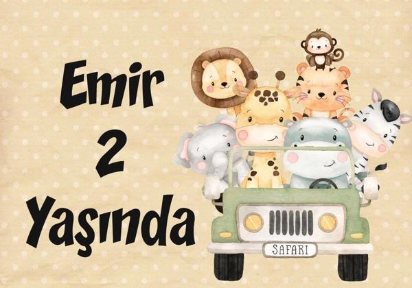 Safari temalı Doğum Günü Afişi 35X50 cm - Image 1
