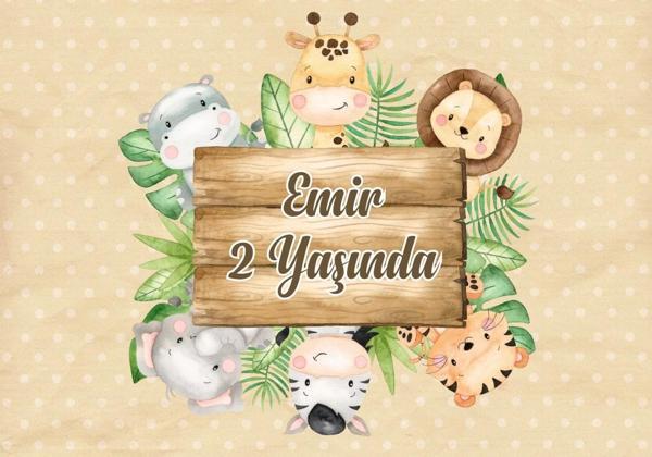 Safari temalı Doğum Günü Afişi 100X150 cm - Image 1