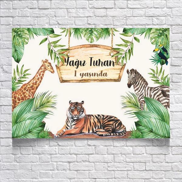 Safari Temalı Doğum Günü Afişi 100X150 cm - Image 1