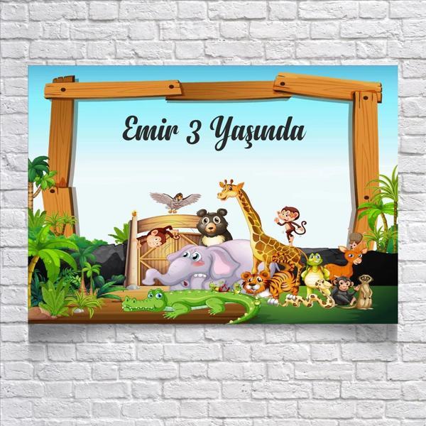 Safari Temalı Doğum Günü Afişi 35X50 cm - Image 1