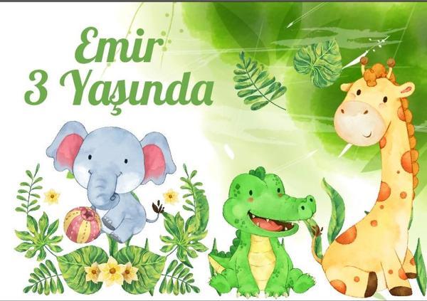 Safari Temalı Doğum Günü Afişi 100X150 cm - Image 1