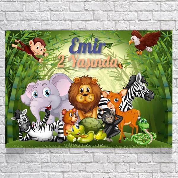 Safari Temalı Doğum Günü Afişi 100x150 Cm - Image 1