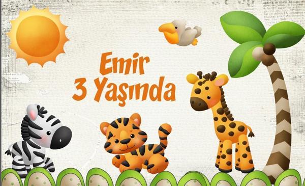 Safari temalı Doğum Günü Afişi 50X70 cm - Image 1