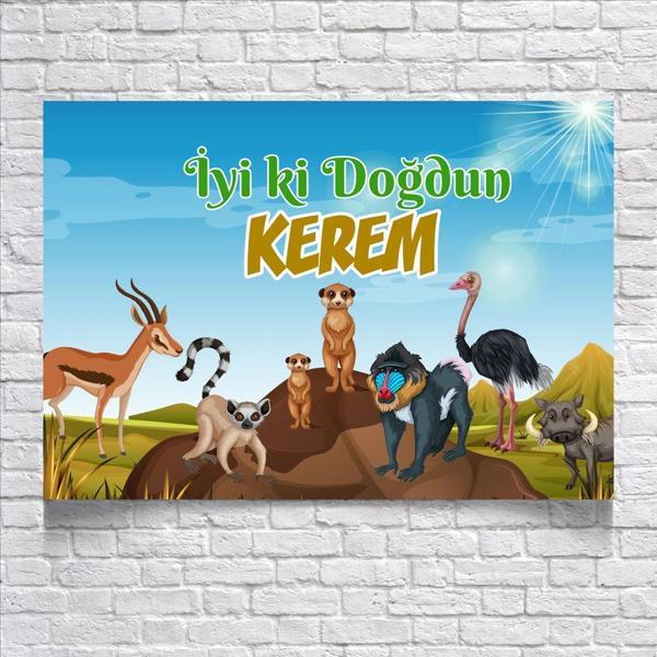 Safari Temalı Doğum Günü Afişi 70X100 cm - Image 1
