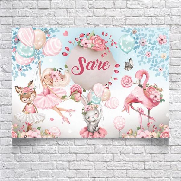 Sevimli BalerinlerTeması Doğum Günü Afişi 100X150 cm - Image 1