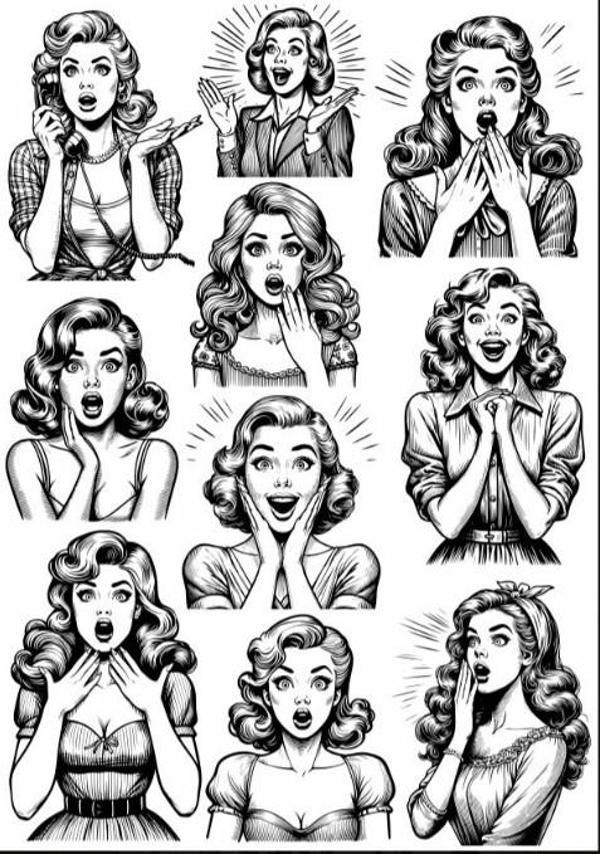 Siyah Beyaz Kız Sticker Set - Image 1