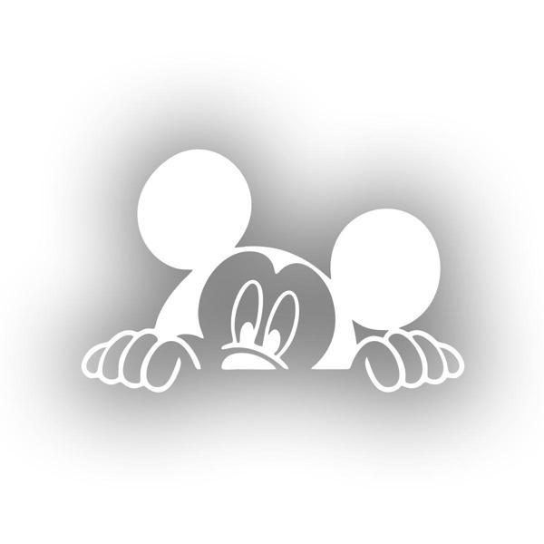 Mickey Mouse Araba Sticker  17x17 Cm Beyaz - Image 1