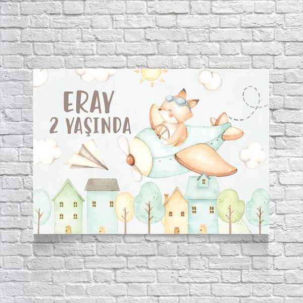 Uçak Temalı Doğum Günü Afişi 100x150 Cm - Image 1