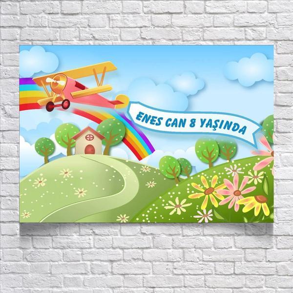 Uçak Temalı Doğum Günü Afişi 50X70 cm - Image 1