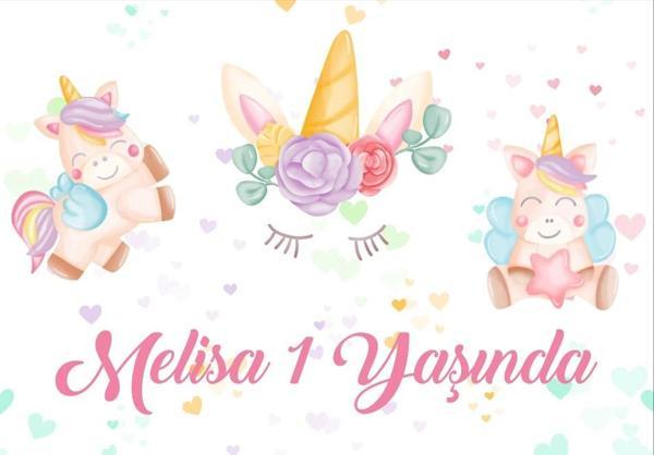 Unicorn Temalı Doğum Günü Afişi 100X150 cm - Image 1