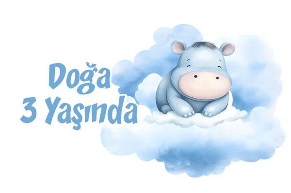 Mavi Sevimli İnek Temalı Doğum Günü Afişi 70X100 cm - Image 1