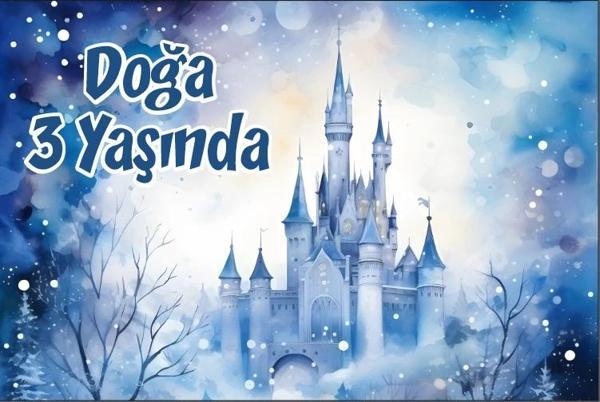 Kış ve Şato Temalı Doğum Günü Afişi -2 70X100 cm - Image 1