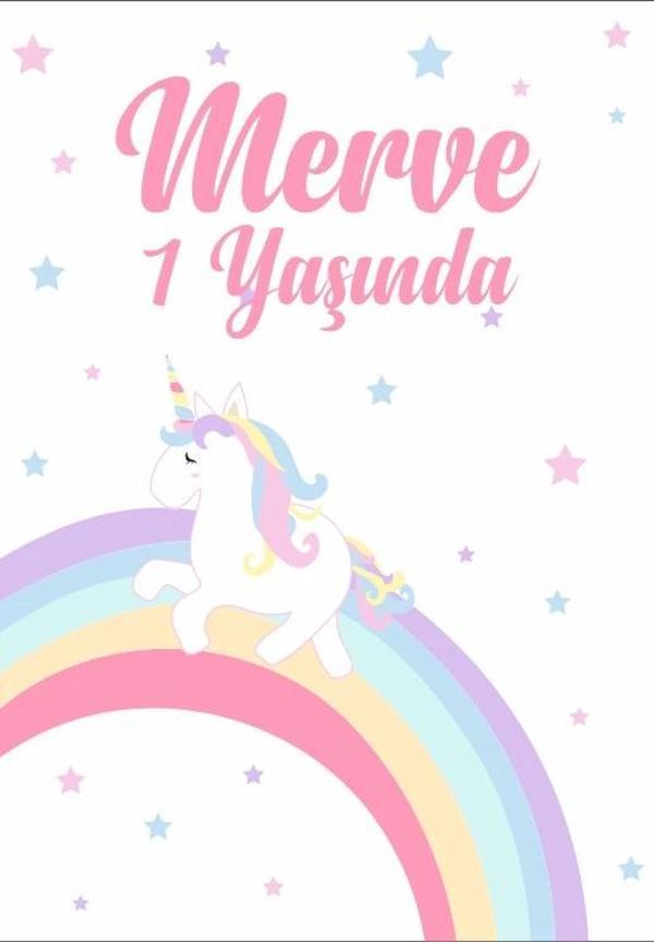 Unicorn Temalı Doğum Günü Afişi 100X150 cm - Image 1