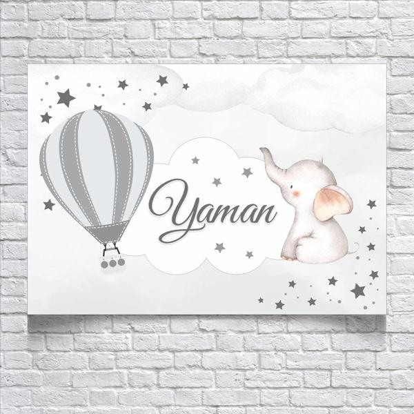Balon ve Fil Temalı Doğum Günü Afişi 100X150 cm - Image 1