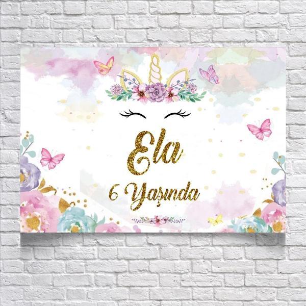 Unicorn Temalı Doğum Günü Afişi 100X150 cm - Image 1