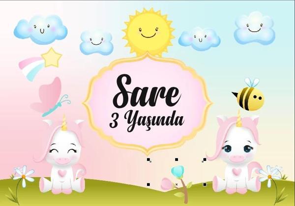 Unicorn Temalı Doğum Günü Afişi 35X50 cm - Image 1