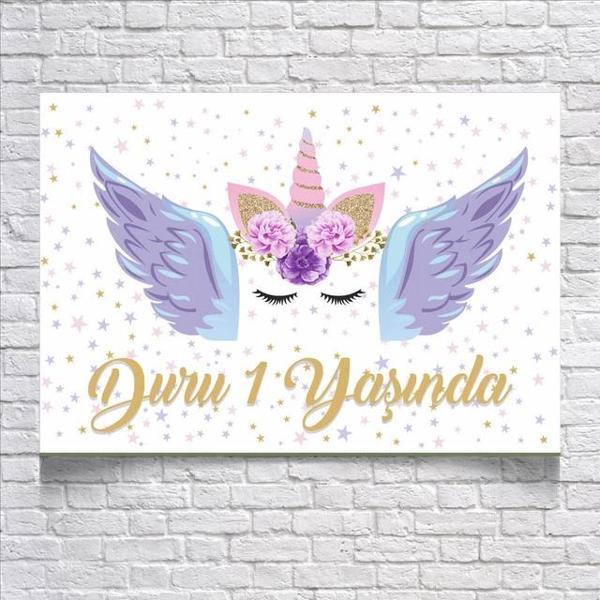 Unicorn Temalı Doğum Günü Afişi 50x70 Cm - Image 1