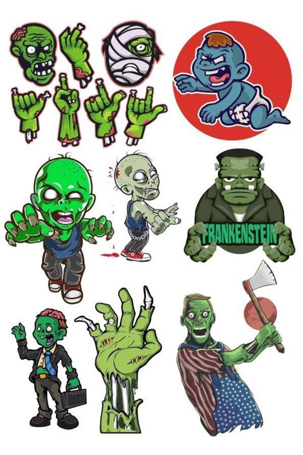 Zombi Sticker Set-4 15 Parça Telefon, Tablet, Defter, Laptop Sticker - Image 1