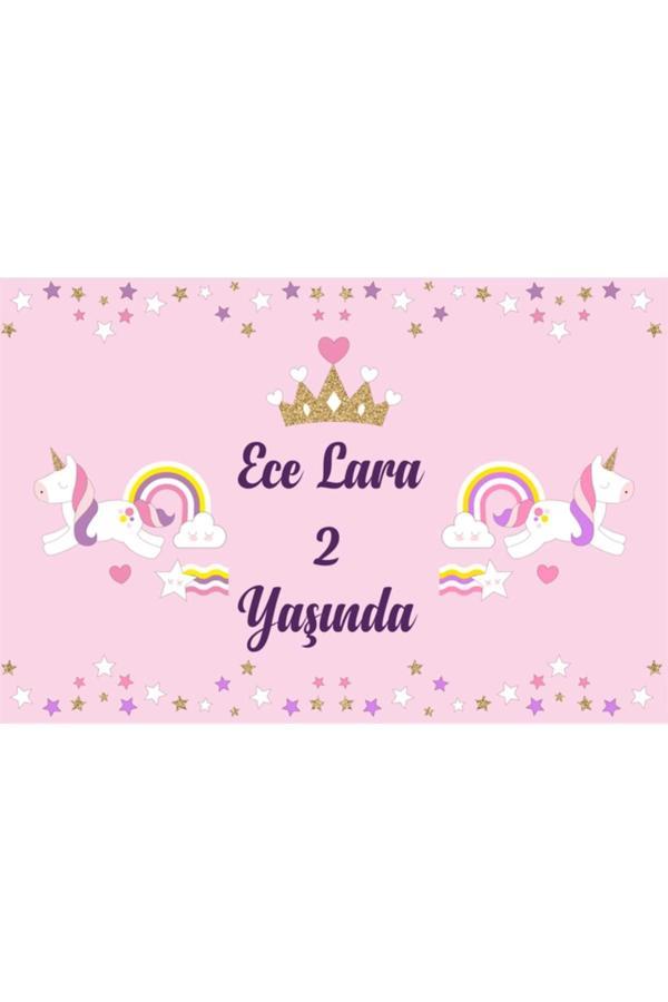 Unicorn Temalı Doğum Günü Afişi 70X100 cm - Image 1