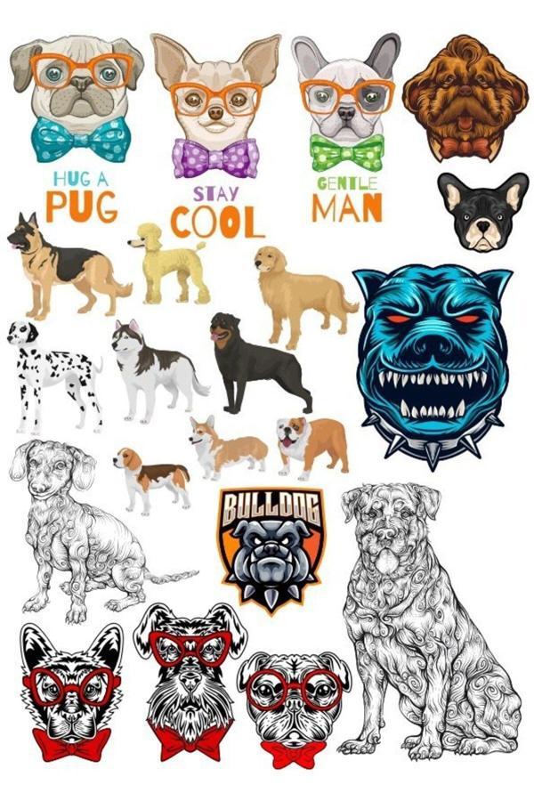 Köpekler Stikcer Set 15 Parça Telefon, Tablet, Defter, Laptop Sticker - Image 1